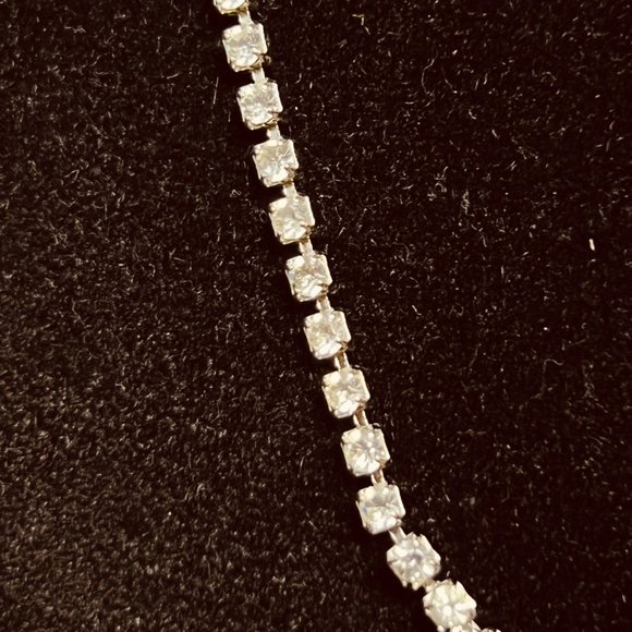 Silver Tone With Clear Rhinestones Choker Necklace (3835) - Picture 3 of 5